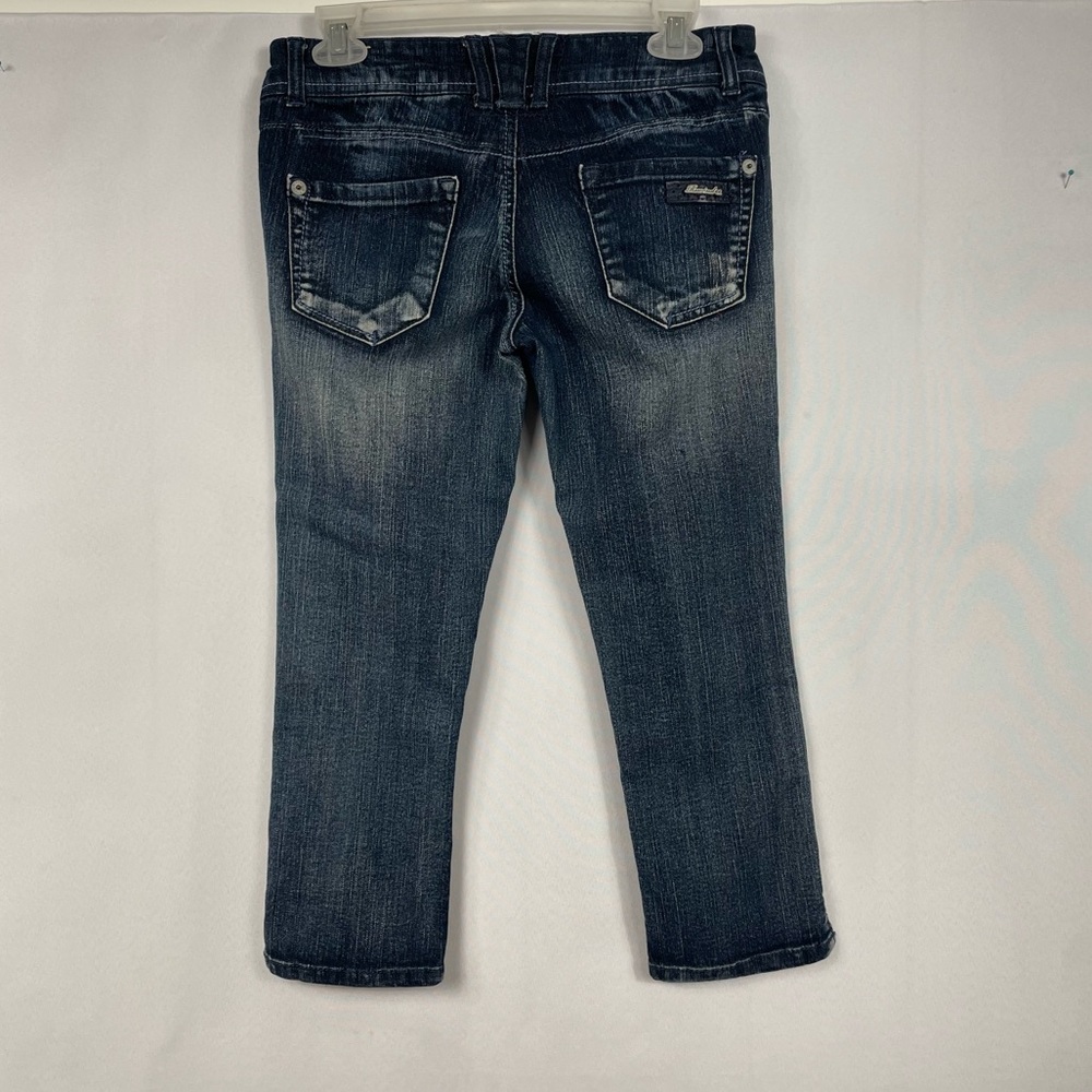 Y2K Rewind Jean Capri Pants 5 Low Dark Blue Casual Chic Mcbling Nostalgic Girly